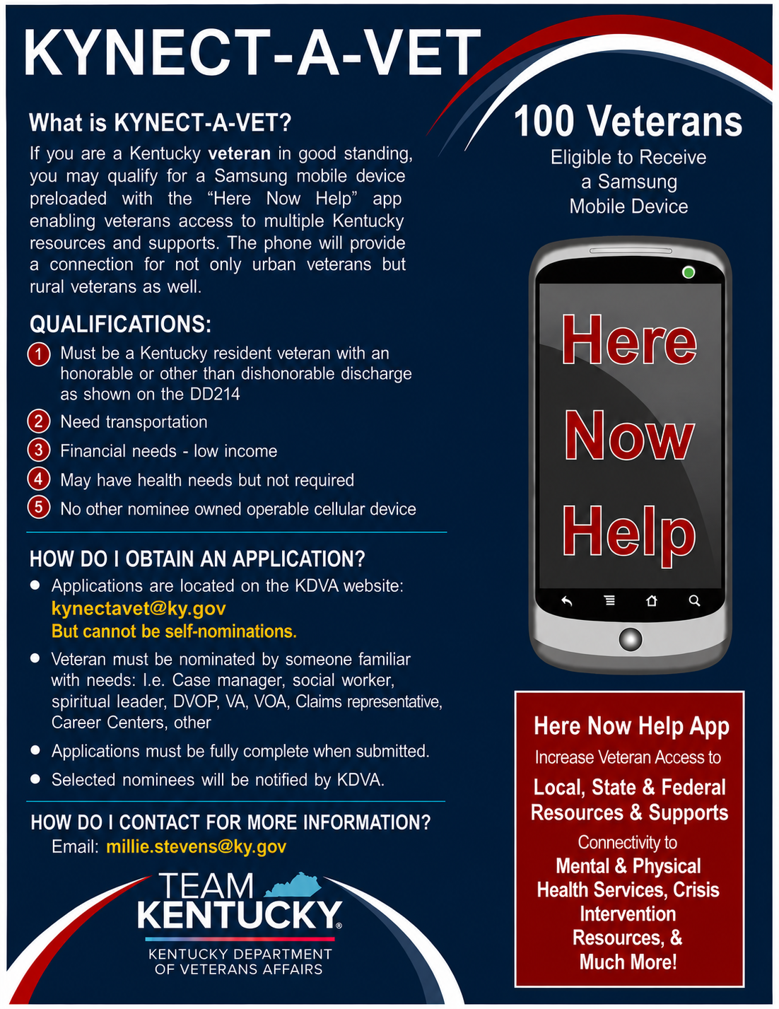 KYNECT-A-VET Flyer with overview of the program.